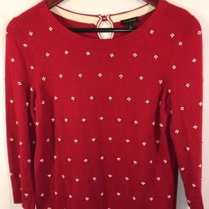 TALBOTS Women's Tunic Sweater Red Pearl Medium